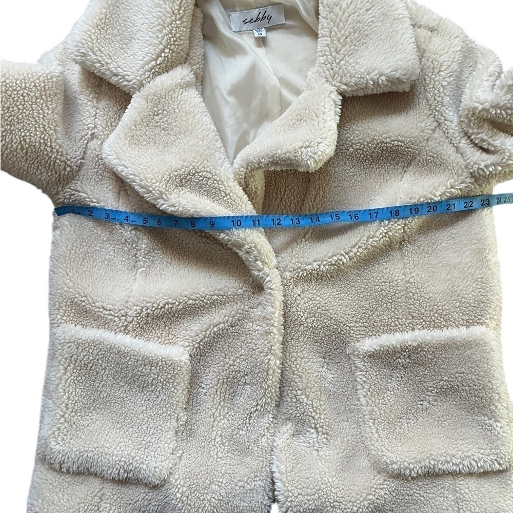 Sebby Cream Pocketed Faux Shearling Teddy Jacket size Large. - Picture 4 of 7